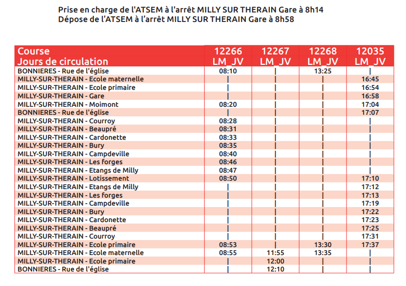 horaires car RPI